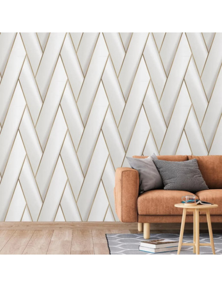DUTCH WALLCOVERINGS Carta da Parati Geometric Bianco e Oro
