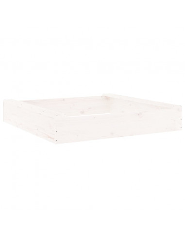 Sabbiera con Sedute Bianca Quadrata in Legno Massello di Pino