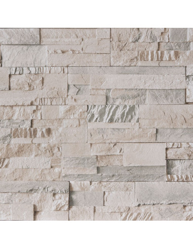 Carta da Parati 3D Effetto Pietra Grigio e Beige