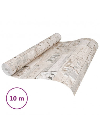 Carta da Parati 3D Effetto Pietra Grigio e Beige