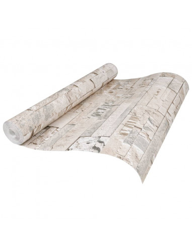 Carta da Parati 3D Effetto Pietra Grigio e Beige