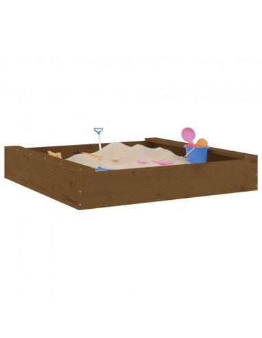 Sabbiera con Sedute Miele Quadrata in Legno Massello di Pino