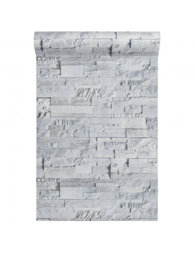 Carta da Parati 3D Effetto Pietra Grigio Chiaro
