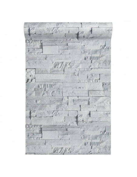 Carta da Parati 3D Effetto Pietra Grigio Chiaro