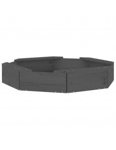 Sabbiera con Sedute Grigia Ottagonale in Legno Massello di Pino 2