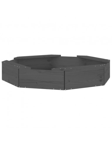 Sabbiera con Sedute Grigia Ottagonale in Legno Massello di Pino