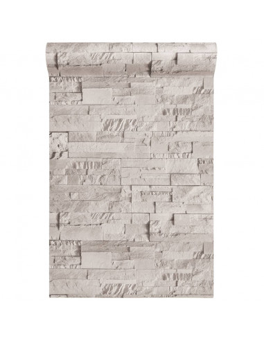 Carta da Parati 3D Effetto Pietra Crema