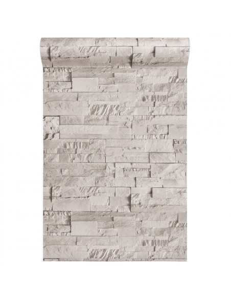 Carta da Parati 3D Effetto Pietra Crema