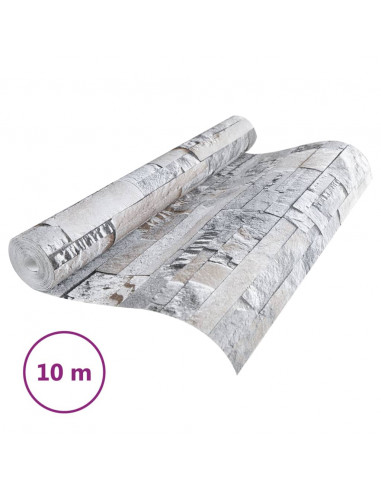 Carta da Parati 3D Effetto Pietra Grigio e Marrone