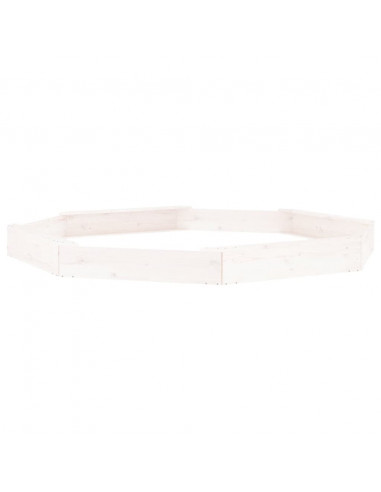 Sabbiera con Sedute Bianca Ottagonale in Legno Massello di Pino