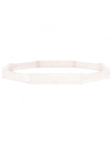 Sabbiera con Sedute Bianca Ottagonale in Legno Massello di Pino