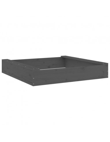 Sabbiera con Sedute Grigia Quadrata in Legno Massello di Pino