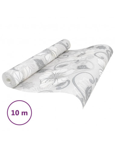 Carta da Parati 3D Motivo Floreale Grigia