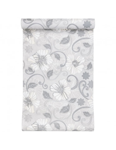 Carta da Parati 3D Motivo Floreale Grigia