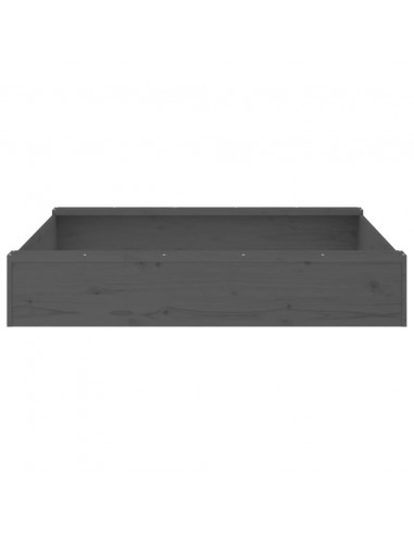 Sabbiera con Sedute Grigia Quadrata in Legno Massello di Pino