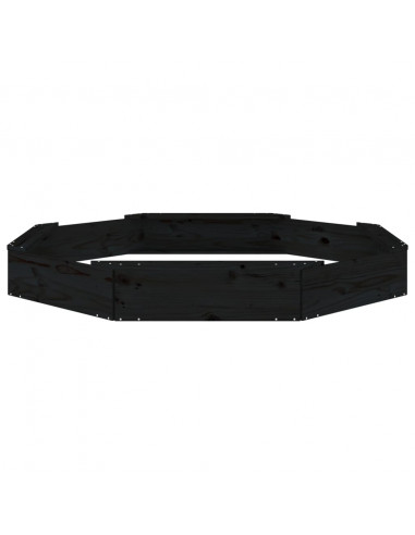 Sabbiera con Sedute Nera Ottagonale in Legno Massello di Pino