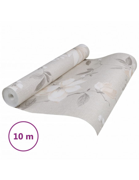 Carta da Parati 3D Motivo Floreale Grigia