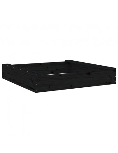 Sabbiera con Sedute Nera Quadrata in Legno Massello di Pino