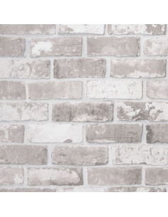 Carta da Parati 3D Motivo a Mattoni Grigia 2