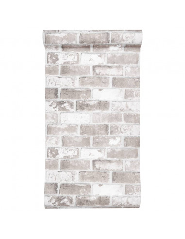 Carta da Parati 3D Motivo a Mattoni Grigia