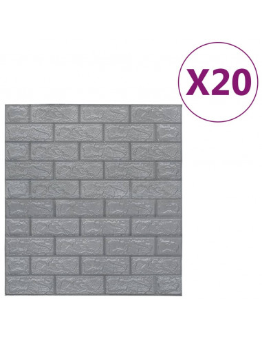 Carta da parati 3D Motivo a Mattoni Autoadesiva 20 pz Antracite