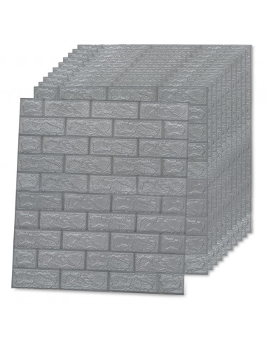 Carta da parati 3D Motivo a Mattoni Autoadesiva 20 pz Antracite