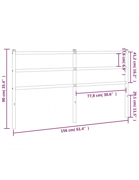 Testiera in Metallo Bianco 150 cm