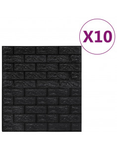 Carta da parati 3D Motivo a Mattoni Autoadesiva 10 pz Nera 2