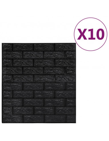 Carta da parati 3D Motivo a Mattoni Autoadesiva 10 pz Nera