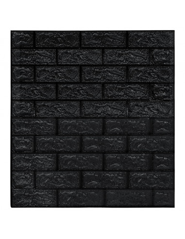 Carta da parati 3D Motivo a Mattoni Autoadesiva 10 pz Nera