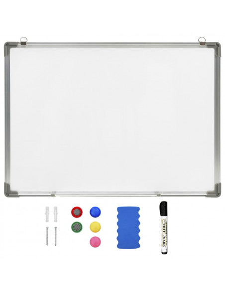 Lavagna Magnetica Bianca Cancellabile a Secco 90x60 cm Acciaio