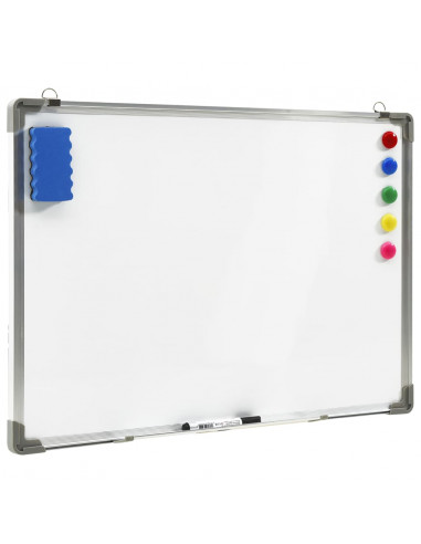 Lavagna Magnetica Bianca Cancellabile a Secco 90x60 cm Acciaio