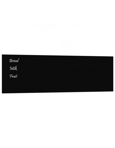 Lavagna Magnetica a Parete Nera 100x30 cm Vetro Temperato