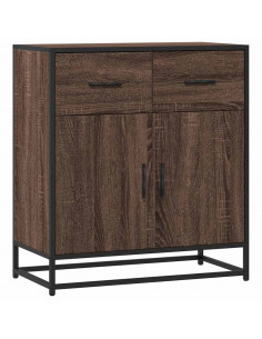 Credenza Rovere Marrone 68x35x76 cm in Truciolato e Metallo 2