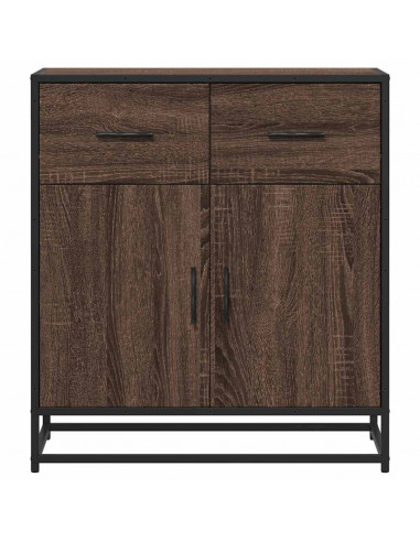 Credenza Rovere Marrone 68x35x76 cm in Truciolato e Metallo