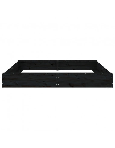 Sabbiera con Sedute Nera Quadrata in Legno Massello di Pino