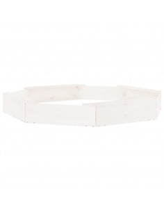 Sabbiera con Sedute Bianca Ottagonale in Legno Massello di Pino 2