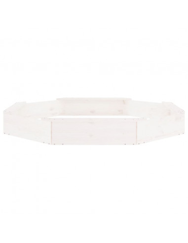 Sabbiera con Sedute Bianca Ottagonale in Legno Massello di Pino