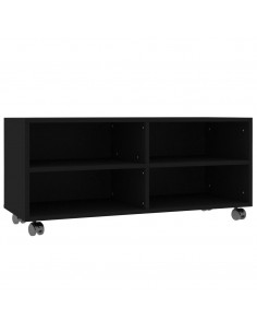 Mobile TV con Ruote Nero 90x35x35 cm in Legno Multistrato 2