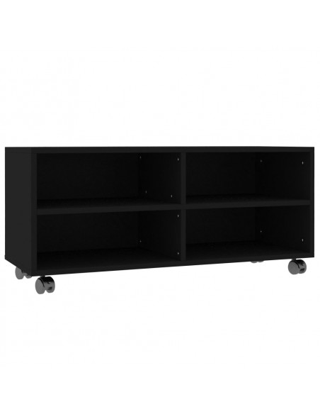 Mobile TV con Ruote Nero 90x35x35 cm in Legno Multistrato