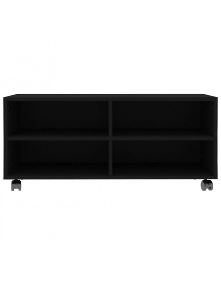 Mobile TV con Ruote Nero 90x35x35 cm in Legno Multistrato