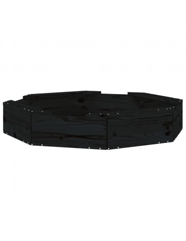 Sabbiera con Sedute Nera Ottagonale in Legno Massello di Pino