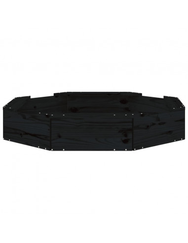 Sabbiera con Sedute Nera Ottagonale in Legno Massello di Pino