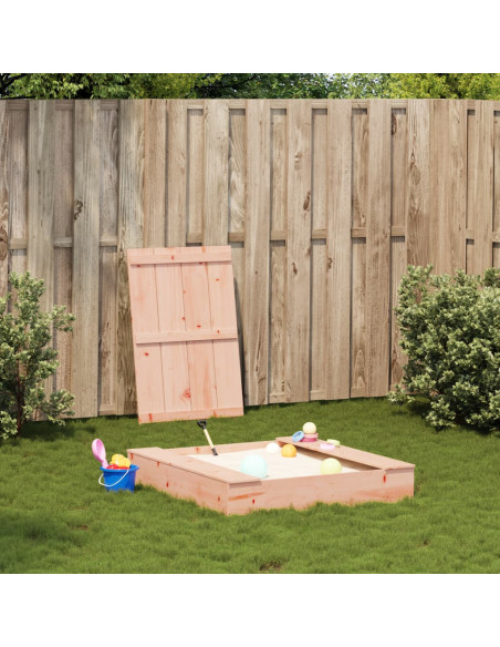 Sabbiera con Copertura 111x111x19,5 cm Legno Massello Douglas