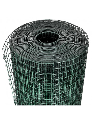 Recinzione in Rete per Pollaio Rivestita in PVC 10x1 m Verde
