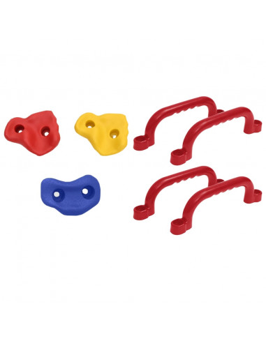 Seggiolini Altalena 2 pz con Pietre Arrampicata Blu Polietilene