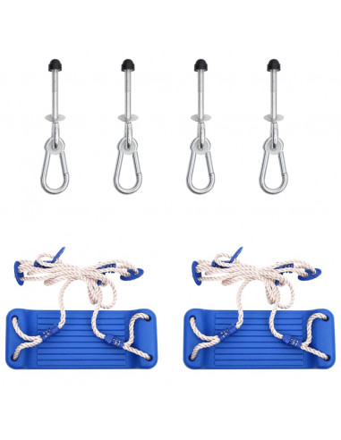 Seggiolini Altalena 2 pz con Pietre Arrampicata Blu Polietilene