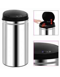 Pattumiera Automatica con Sensore 50 L in Acciaio Inossidabile 2