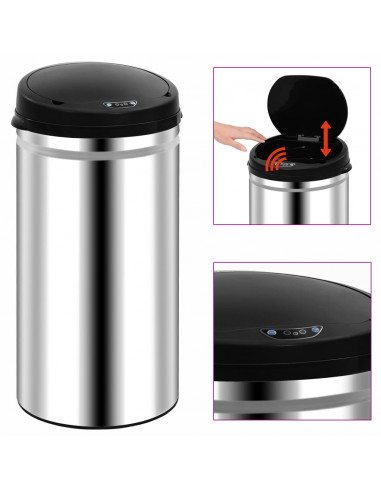 Pattumiera Automatica con Sensore 50 L in Acciaio Inossidabile