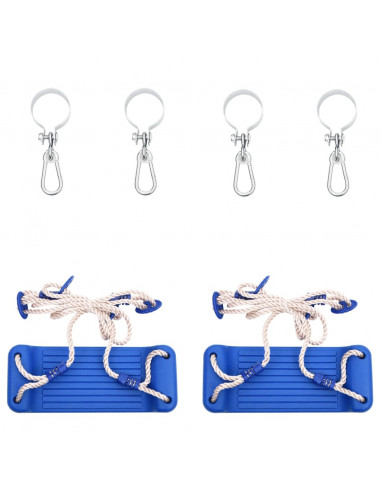 Seggiolini per Altalena con Corde 2 pz Blu 38x16 cm PE